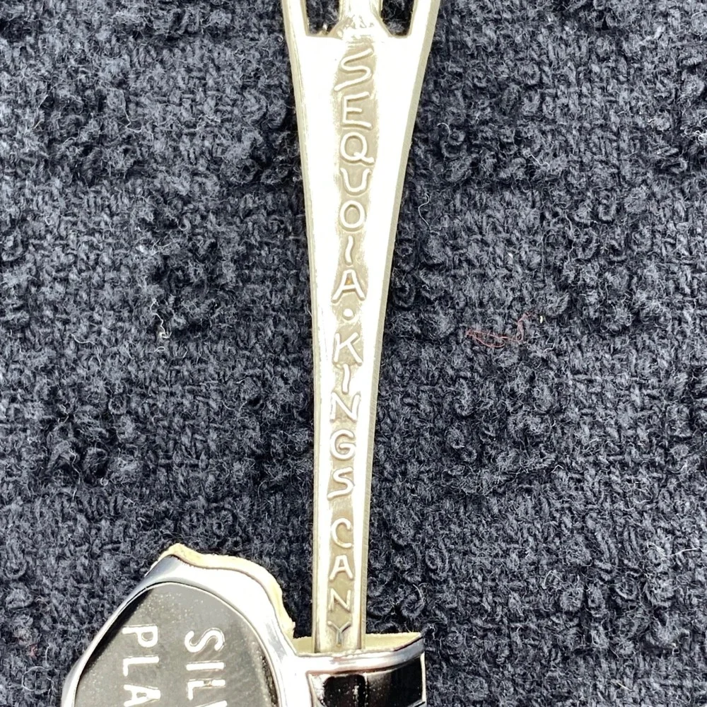 Vintage Sequoia Kings Canyon Souvenir Spoon Silver Cutout Tree Tag California NP